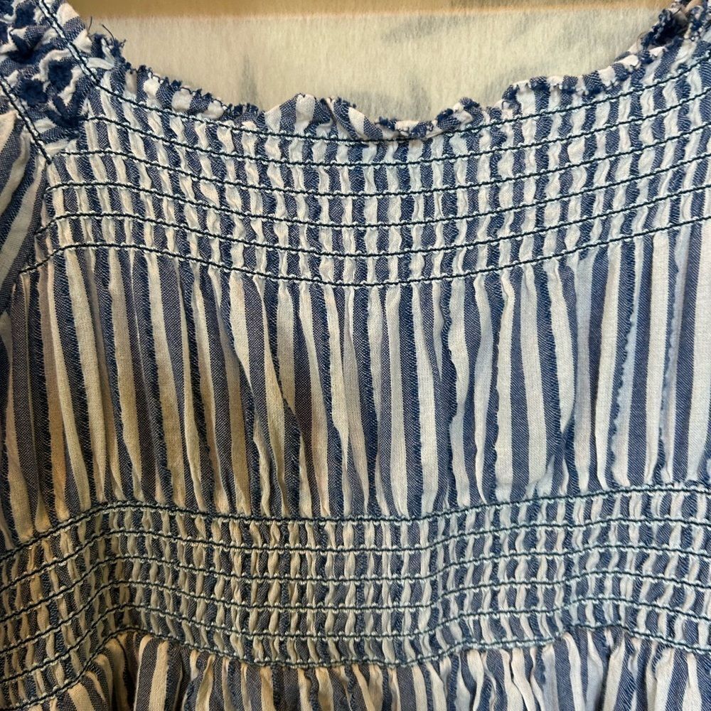 AE Peasant Stripe Puff Sleeve Mini Dress S - Picture 10 of 12